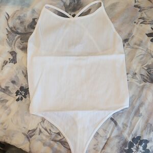 Mono B White Ribbed Bodysuit